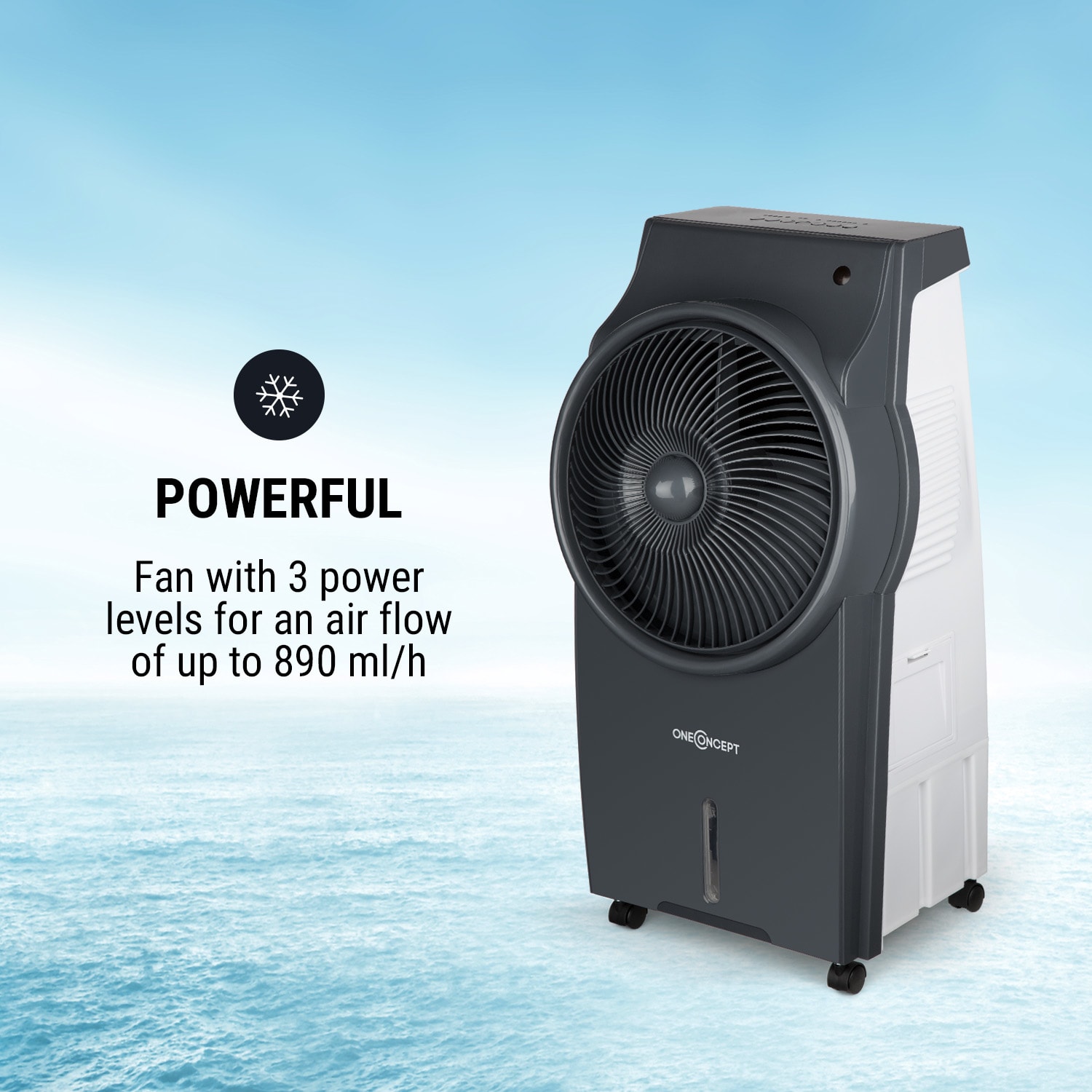 OneConcept Kingcool, ochladzovač vzduchu, ventilátor, ionizátor, šedý – Obrázok 2