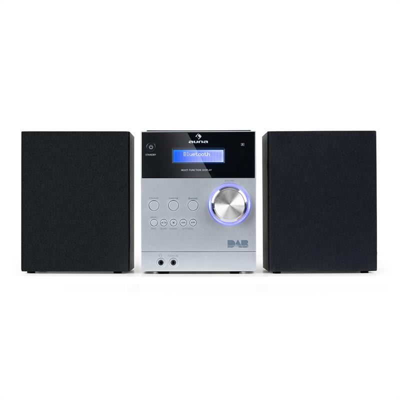 Auna MC-20 DAB micro stereo zariadenie, DAB+, bluetooth, diaľkové ovládanie, strieborná farba – Obrázok 2