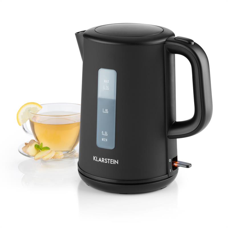 Klarstein Wonderwall rýchlovarná kanvica2200W 1,5L Cool-Touch čierna