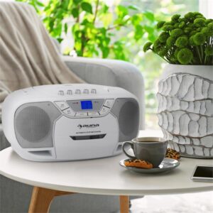 Auna BeeBerry Boom Box, biely, boombox, prenosné rádio, CD/MP3 prehrávač, kazetový prehrávač