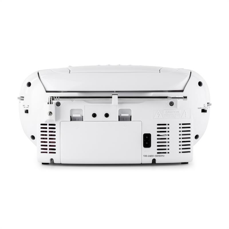 Auna BeeBerry Boom Box, biely, boombox, prenosné rádio, CD/MP3 prehrávač, kazetový prehrávač – Obrázok 4
