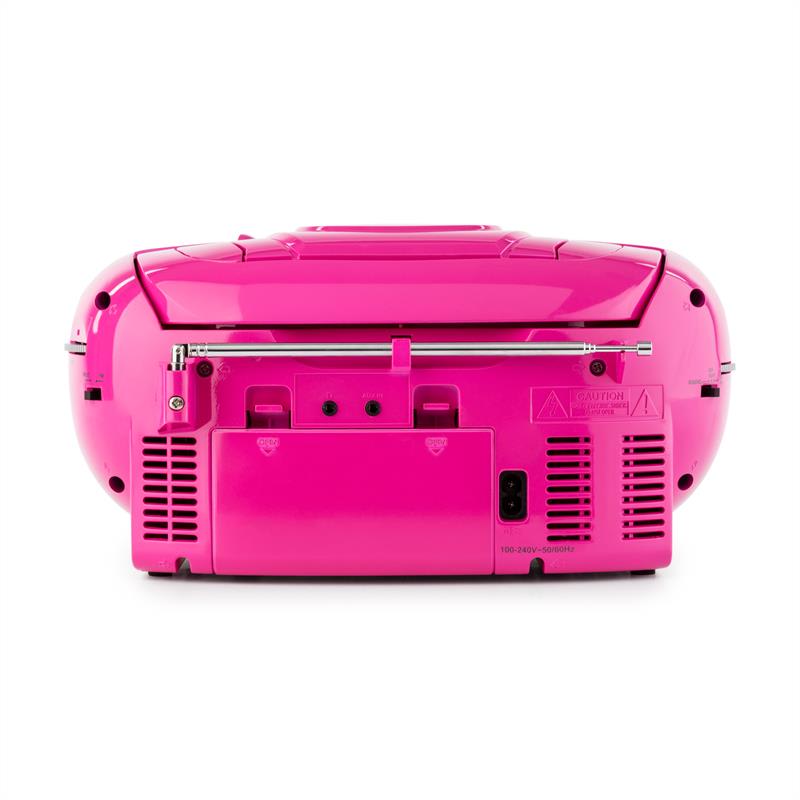Auna BoomGirl Boom Box, ružový, boombox, prenosné rádio, CD/MP3 prehrávač, kazetový prehrávač – Obrázok 4