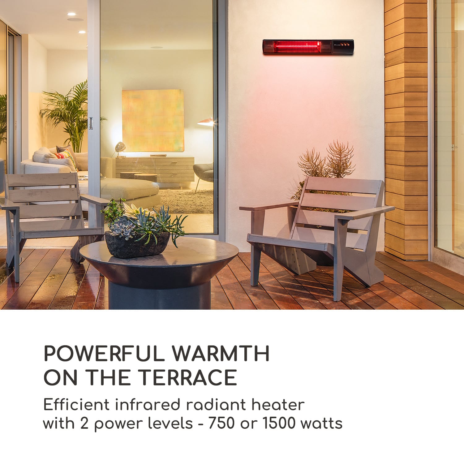 Blumfeldt Nitro, terasový ohrievač, 1500 W, pozlátená elektrónka, IP55, hliník – Obrázok 2