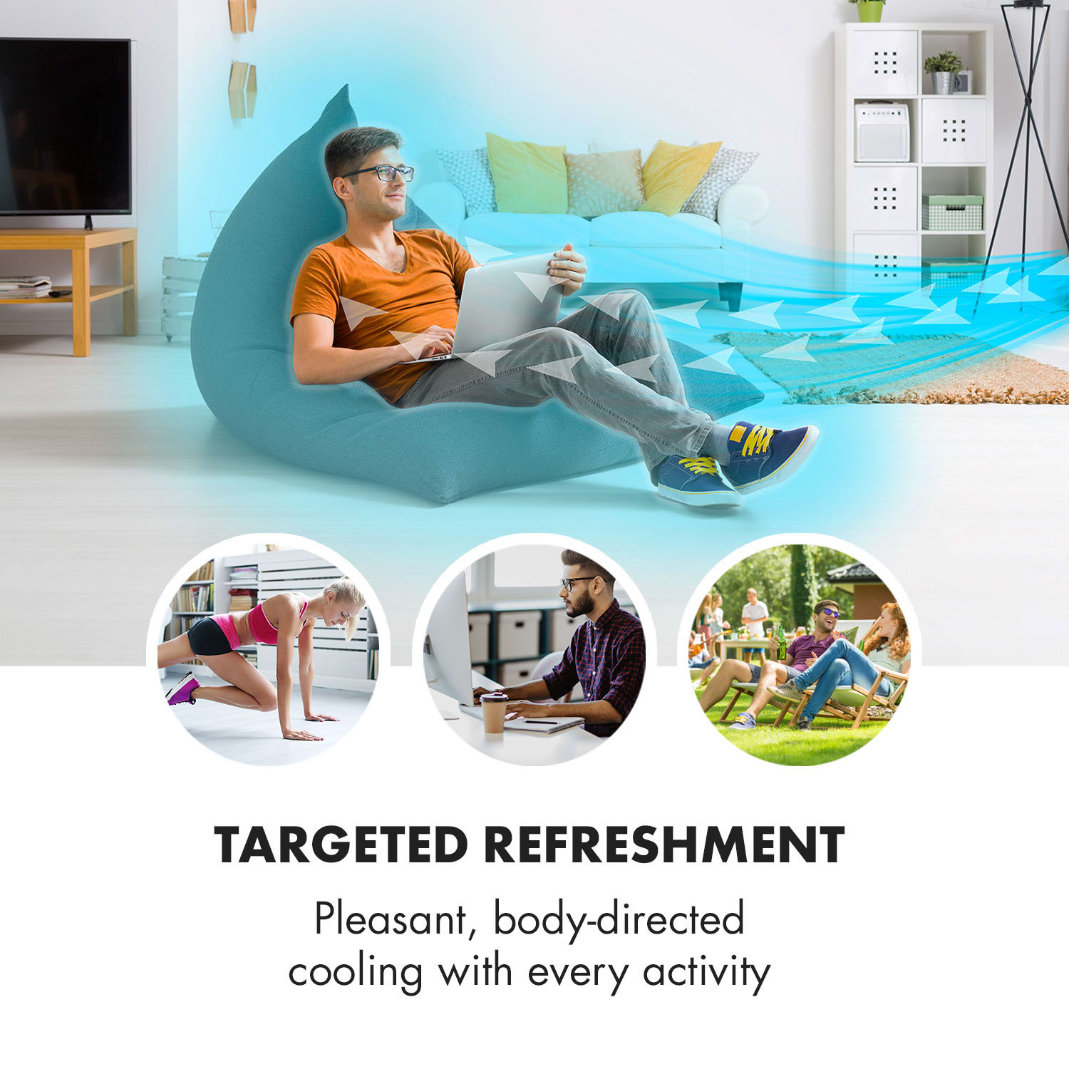 Klarstein Summerjam, stojanový ventilátor, 41 cm, 50 W, 3 stupne rýchlosti, diaľkový ovládač, čierny – Obrázok 3