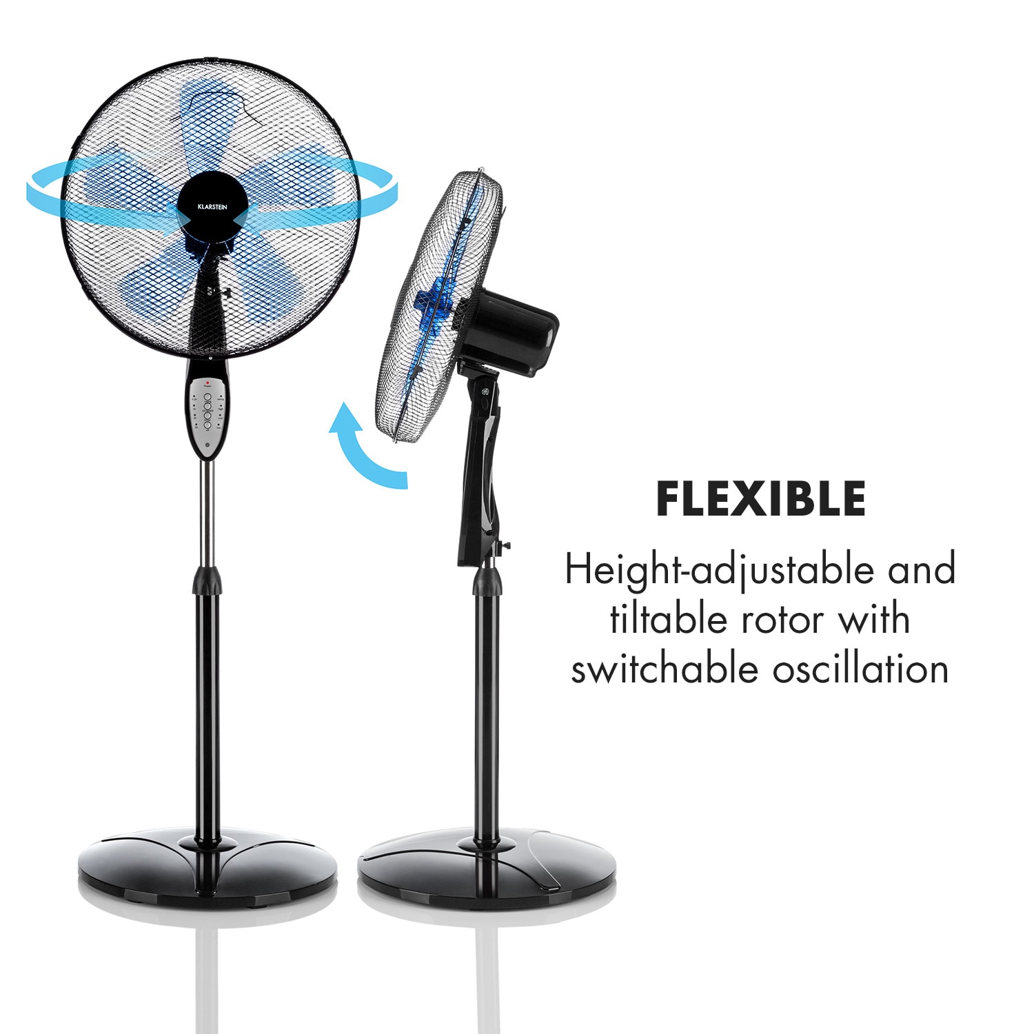 Klarstein Summerjam, stojanový ventilátor, 41 cm, 50 W, 3 stupne rýchlosti, diaľkový ovládač, čierny – Obrázok 4