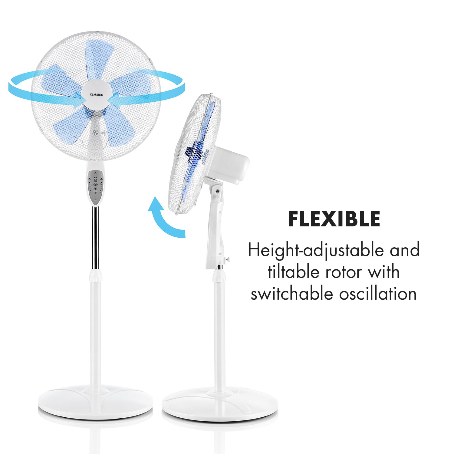 Klarstein Summerjam, stojanový ventilátor, 41 cm, 50 W, 3 stupne rýchlosti, diaľkový ovládač, biely – Obrázok 4