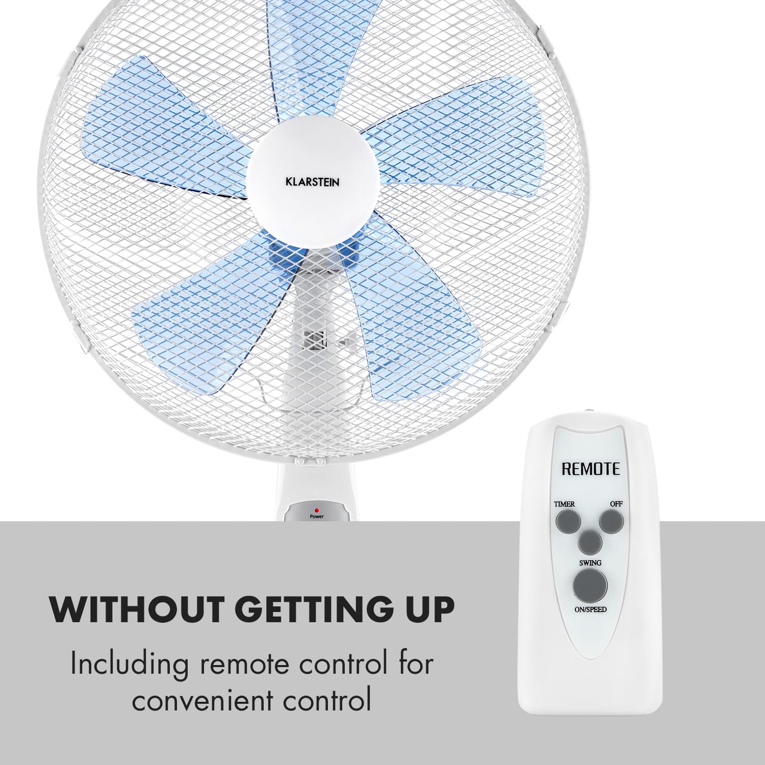Klarstein Summerjam, stojanový ventilátor, 41 cm, 50 W, 3 stupne rýchlosti, diaľkový ovládač, biely – Obrázok 5