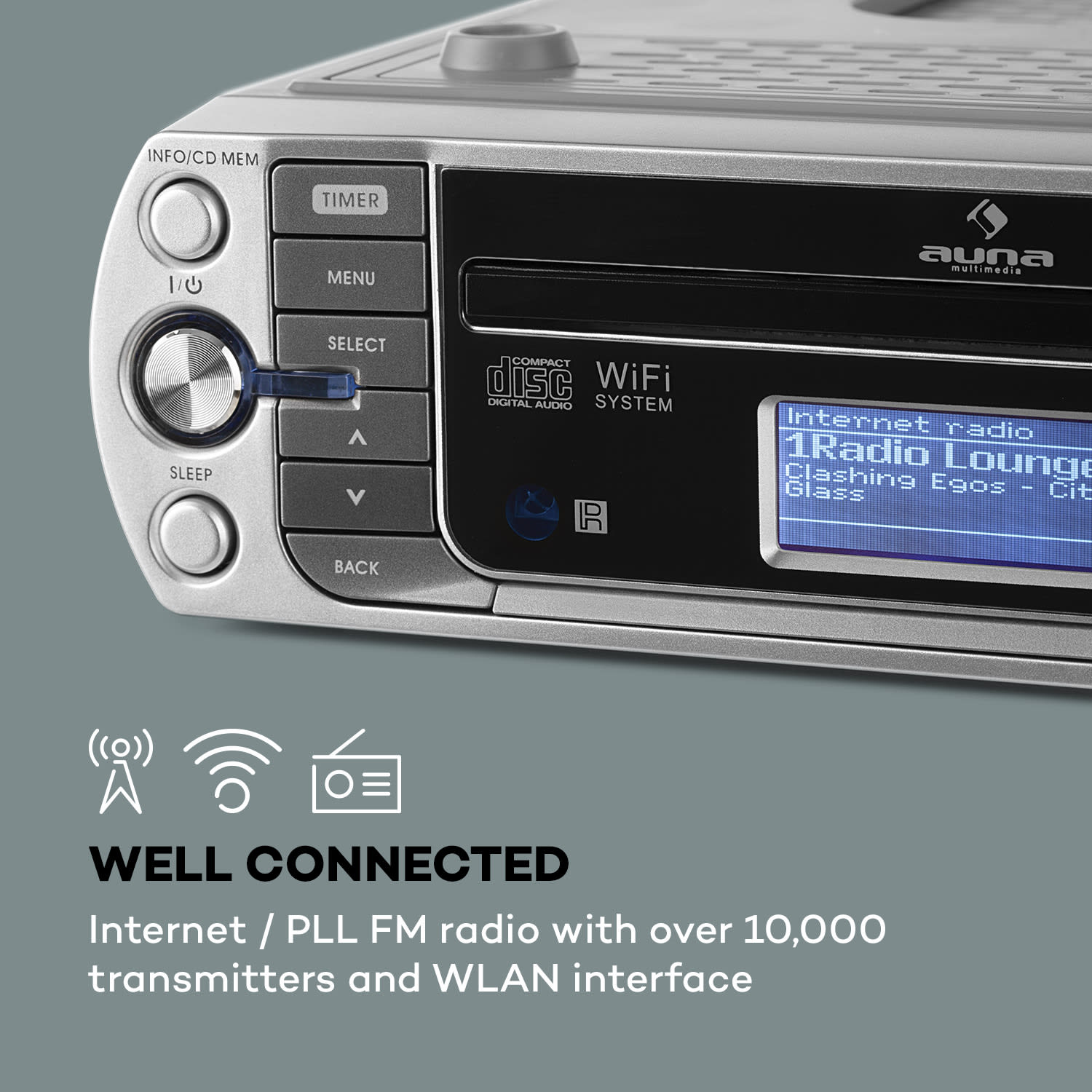 Auna KR-500 CD kuchynské rádio, internetové/PLL FM rádio, WiFi, CD/Mp3 prehrávač – Obrázok 3