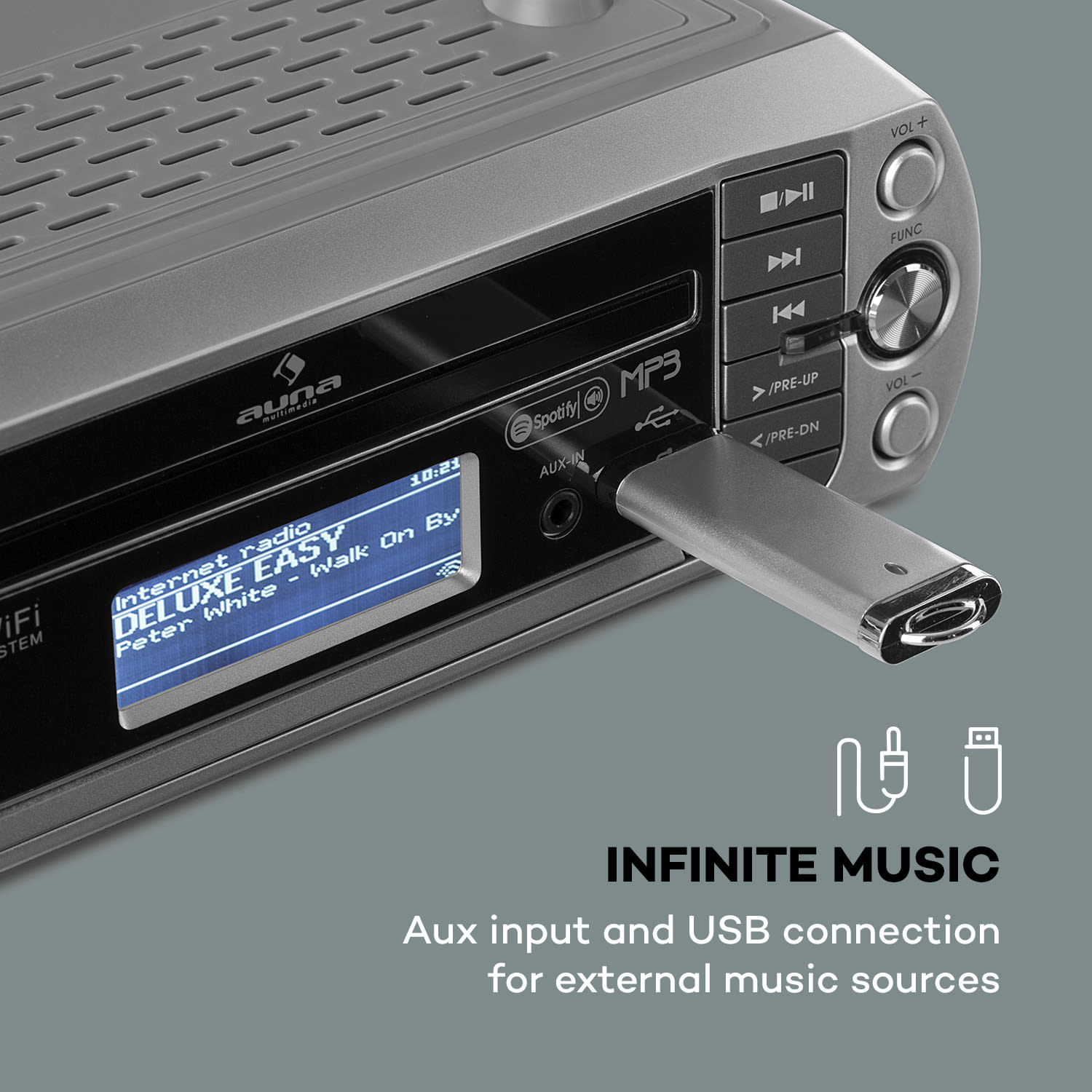 Auna KR-500 CD kuchynské rádio, internetové/PLL FM rádio, WiFi, CD/Mp3 prehrávač – Obrázok 5