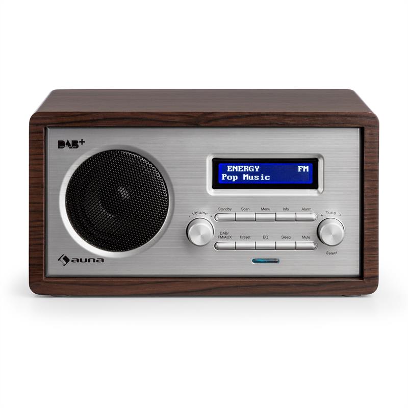 Auna Harmonica DAB+/FM rádio duálny alarm AUX LCD drevená konštrukcia wenge