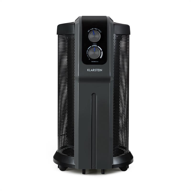 Klarstein Datscha Analog, 360° ohrievač, termostat, teplo všade dookola, 2000 W, čierny – Obrázok 2