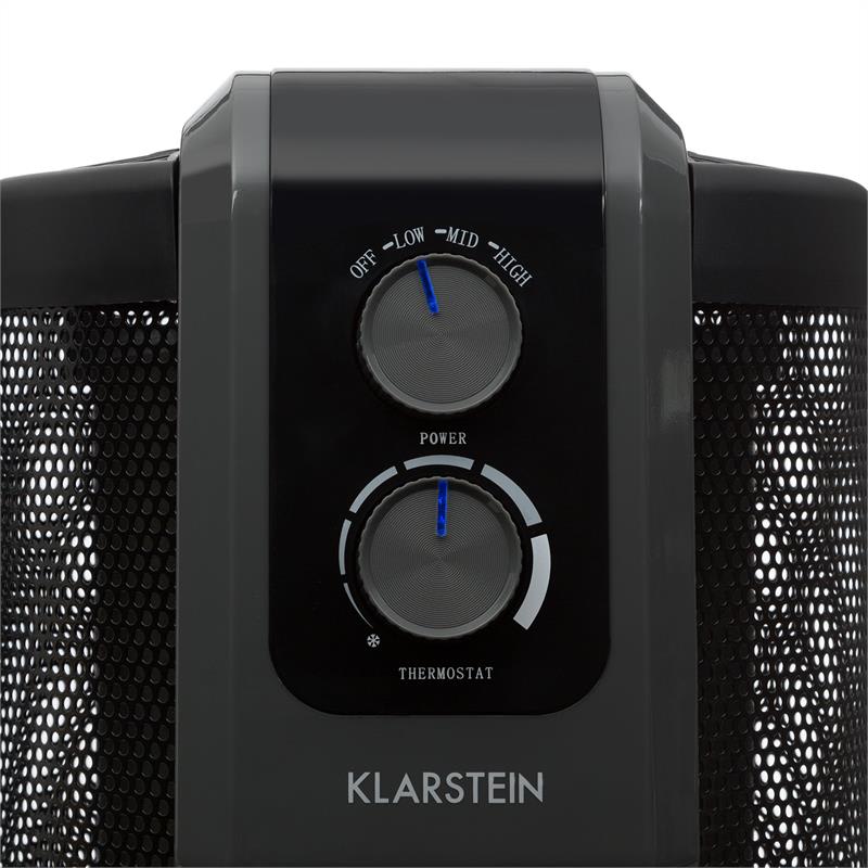 Klarstein Datscha Analog, 360° ohrievač, termostat, teplo všade dookola, 2000 W, čierny – Obrázok 3