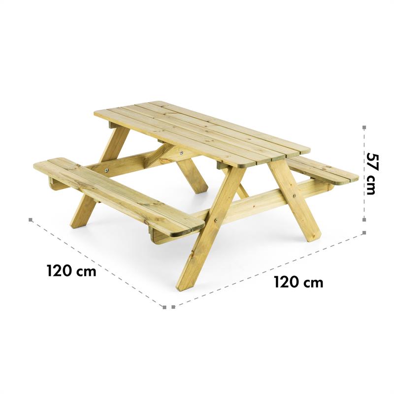 Blumfeldt Picknickerchen, detský piknikový stôl, hrací stôl, pravé borovicové drevo – Obrázok 4