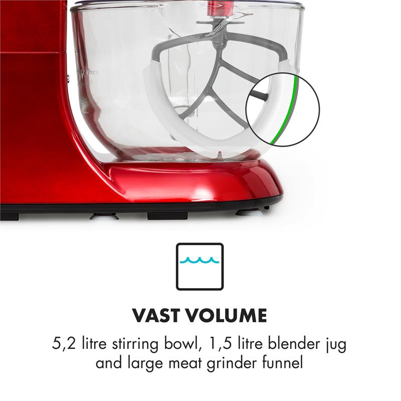 Klarstein Lucia Rossa 2G kuchynský robot, mixér, mlynček na mäso, 1800W, BPA-free – Obrázok 4