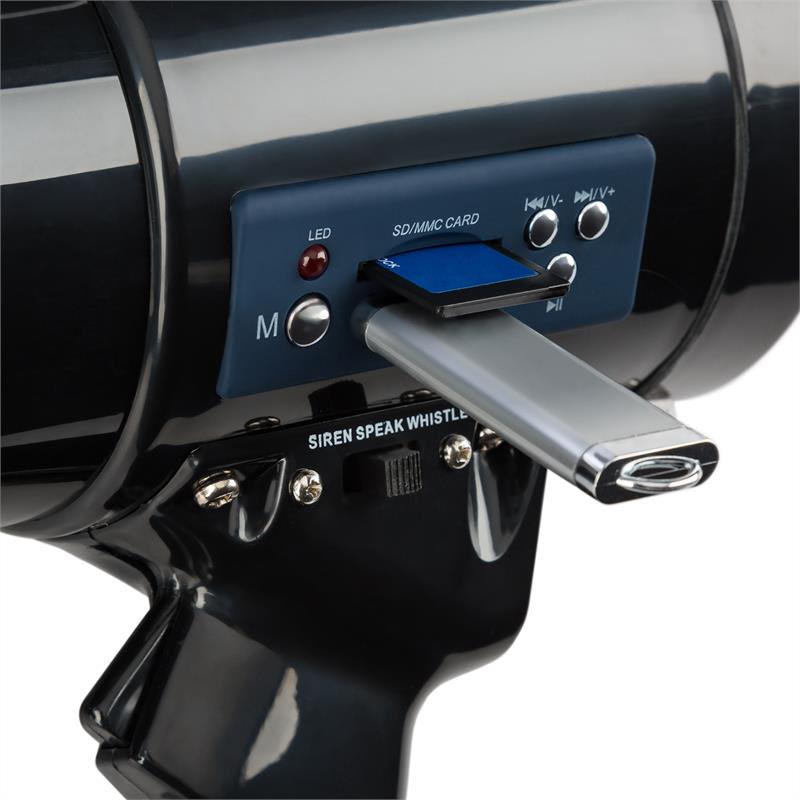 Auna MEGA080USB, megafón, 80 W, MP3 prehrávač, USB, nahrávanie, dosah 700 m, čierny