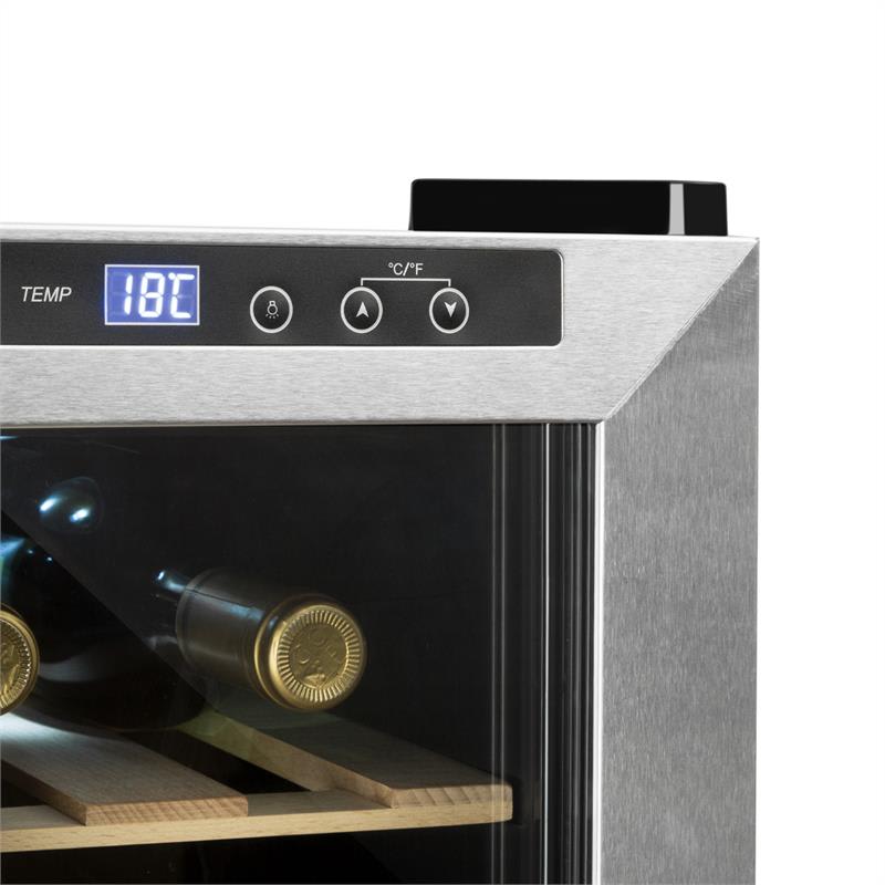Klarstein SaloonNapa chladnička na víno, objem 67 litrov, 2 presklené dvere, 11-18°C, ušľachtilá oceľ – Obrázok 4