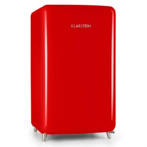 Klarstein PopArt-Bar červená chladnička, 136l retro dizajn, 3 poschodia, priečinok na zeleninu, A+