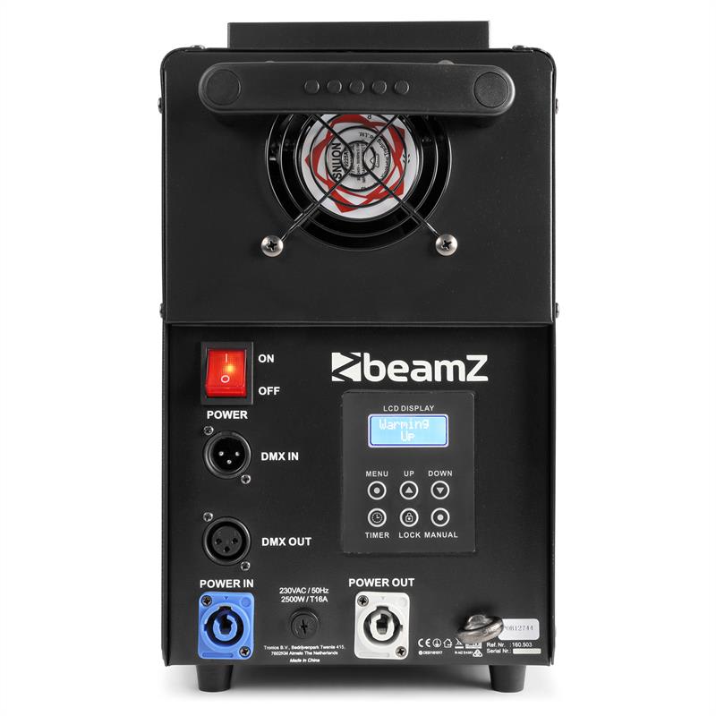 Beamz S2500 výrobník hmly 2500W 24x10W 4-in1-LEDs DMX 3,5L nádrž – Obrázok 2