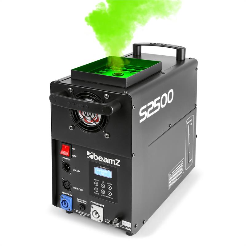 Beamz S2500 výrobník hmly 2500W 24x10W 4-in1-LEDs DMX 3,5L nádrž – Obrázok 4