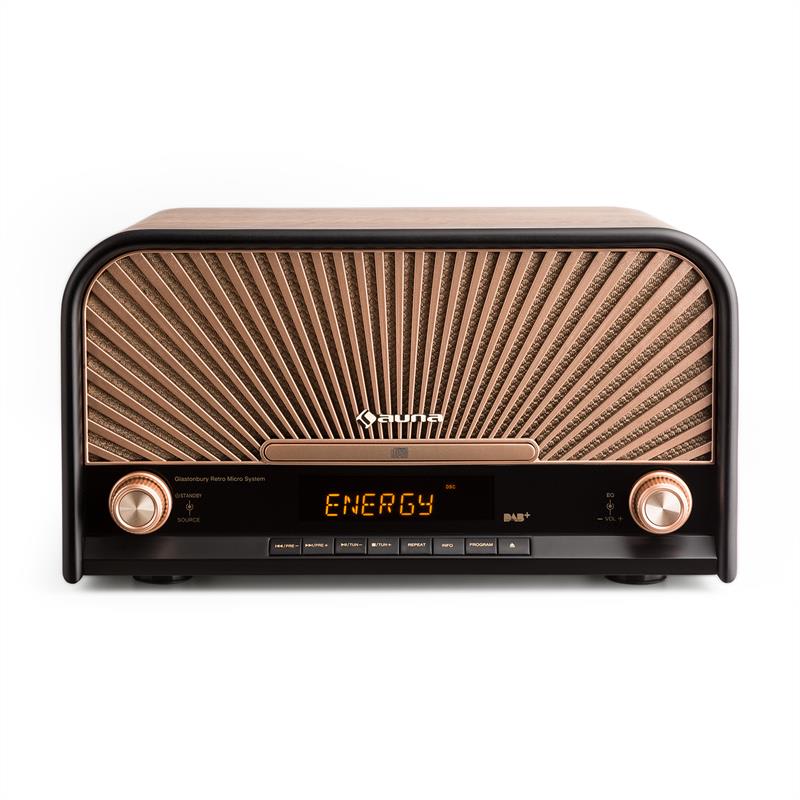 Auna Glastonbury retro stereo zariadenie DAB+ FM bluetooth CD MP3 prehrávač