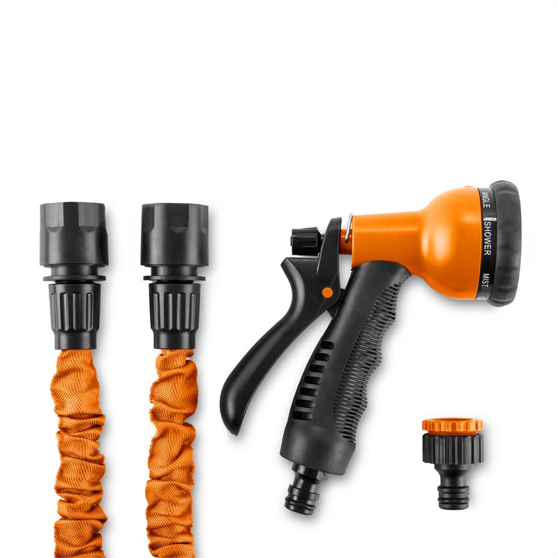 Waldbeck Water Wizard 22, flexibilná záhradná hadica, 8 funkcií, 22.5 m, oranžová – Obrázok 3