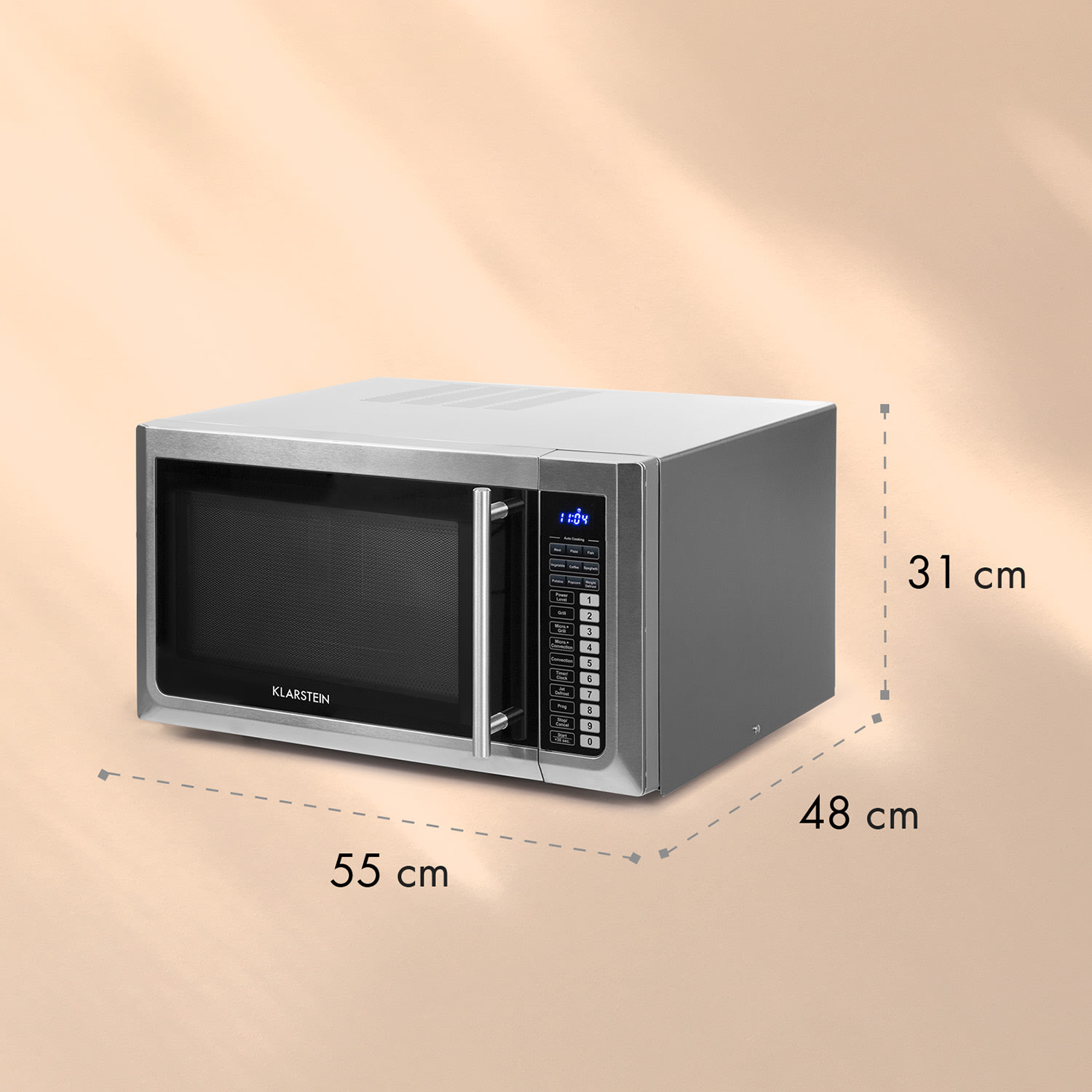 Klarstein Brilliance Pro, mikrovlnná rúra, 43 litrov, gril, teplovzdušná recirkulácia, dotykový panel, nehrdzavejúca oceľ – Obrázok 5