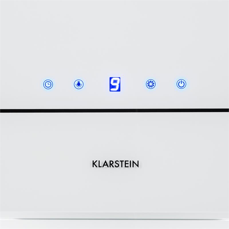 Klarstein Karree, digestor, 60 cm, nástenný, 640 m³/h, LED, nehrdzavejúca oceľ, sklo, biely – Obrázok 5