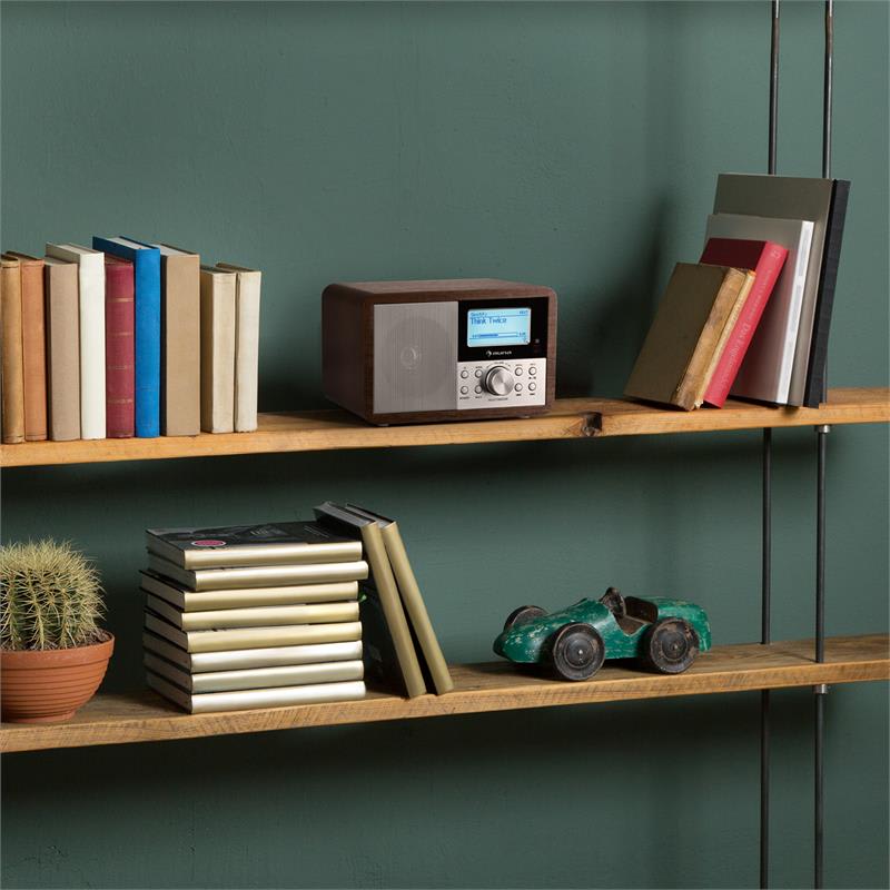 Auna Worldwide Mini, internetové rádio, WLAN, sieťový prehrávač, USB, MP3, AUX, FM tuner, orech