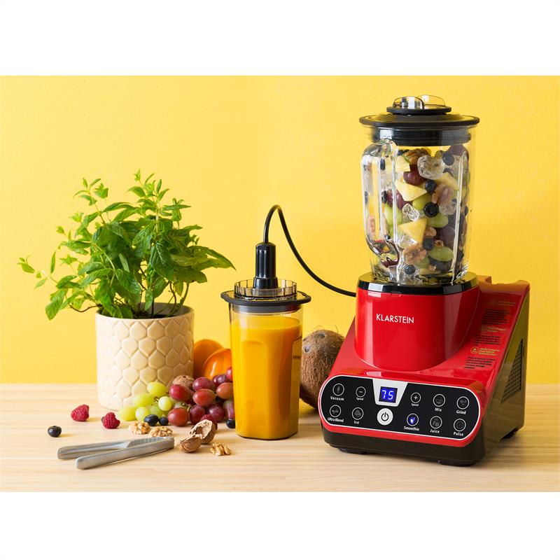 Klarstein Airakles, vákuový stolný mixér, 1300 W, 30000 ot./min, 1,5 l sklená nádoba, červený
