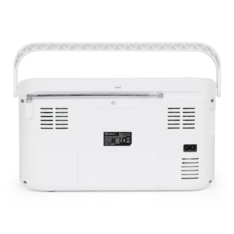 Auna Boomtown USB, boombox, CD prehrávač, FM rádio, MP3, prenosné kufríkové rádio, biely – Obrázok 4