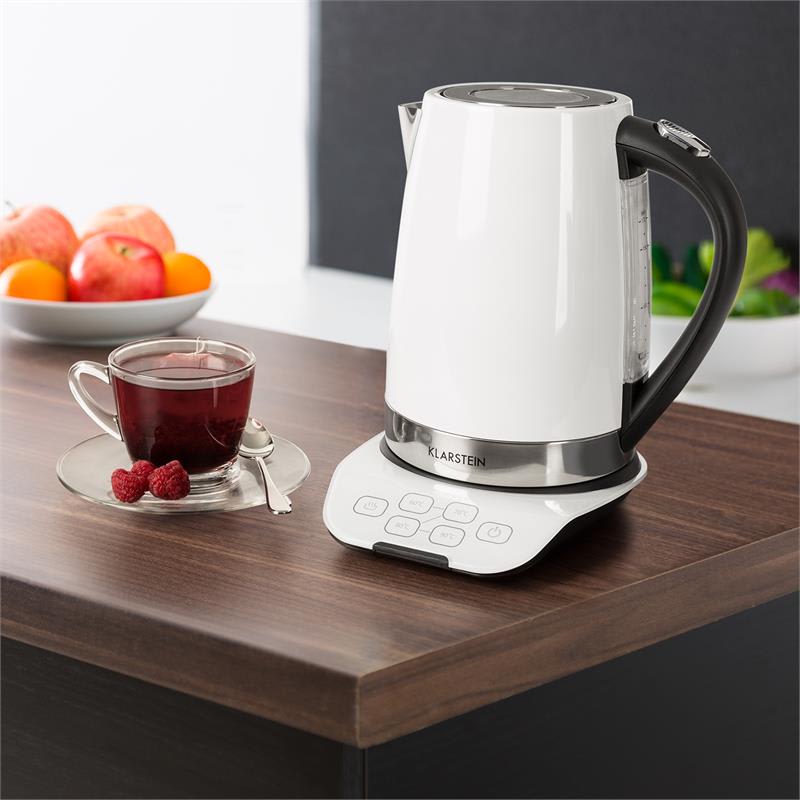 Klarstein Gulliver rýchlovarná kanvica, 2200W; 1,7l; funkcia udržiavania teploty, biela farba