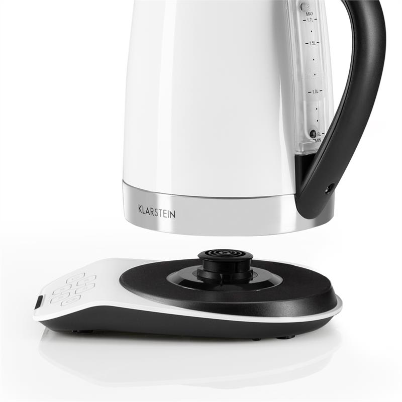 Klarstein Gulliver rýchlovarná kanvica, 2200W; 1,7l; funkcia udržiavania teploty, biela farba – Obrázok 3