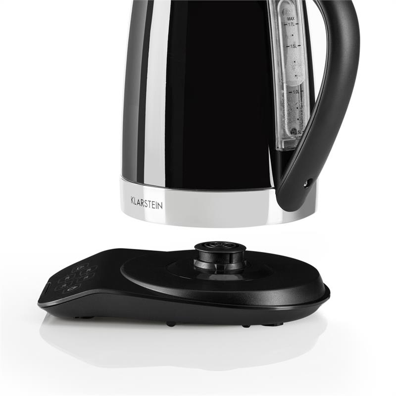 Klarstein Gulliver rýchlovarná kanvica, 2200W; 1,7l; funkcia udržiavania teploty, čierna farba – Obrázok 3