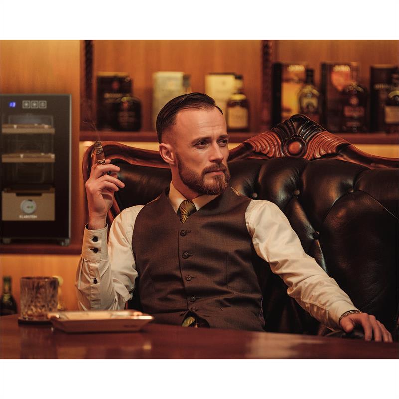 Klarstein El Presidente 23, humidor, 50 W, dotykový, bukové drevo, 23 l, LED, čierny