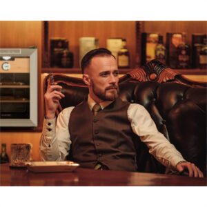 Klarstein El Presidente 33, humidor, 50 W, dotykový, bukové drevo, 33 l, LED, čierny/strieborný