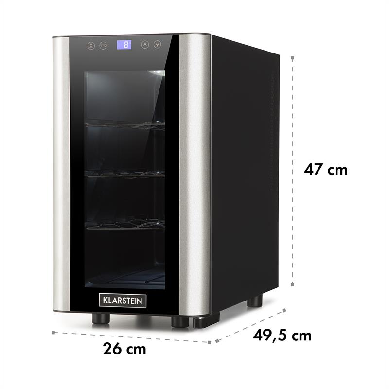 Chladnička na nápoje Klarstein Vinovista Picollo, 24 l/8 fliaš, LED, sklenené dvere, ušľachtilá oceľ – Obrázok 5