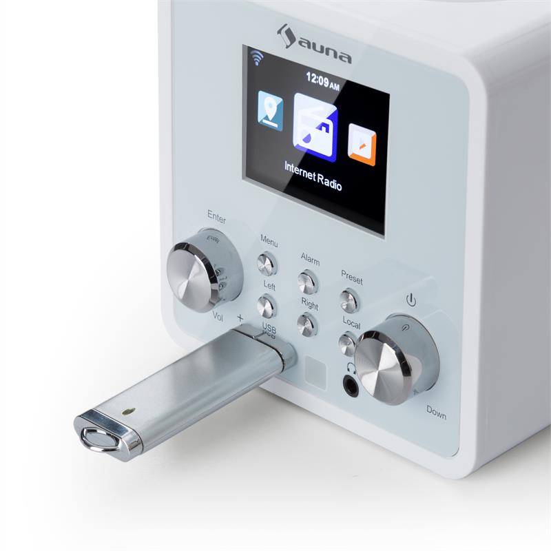 Auna IR-120 internetové rádio, WiFi DNLA UPnP app-control, biela farba – Obrázok 5
