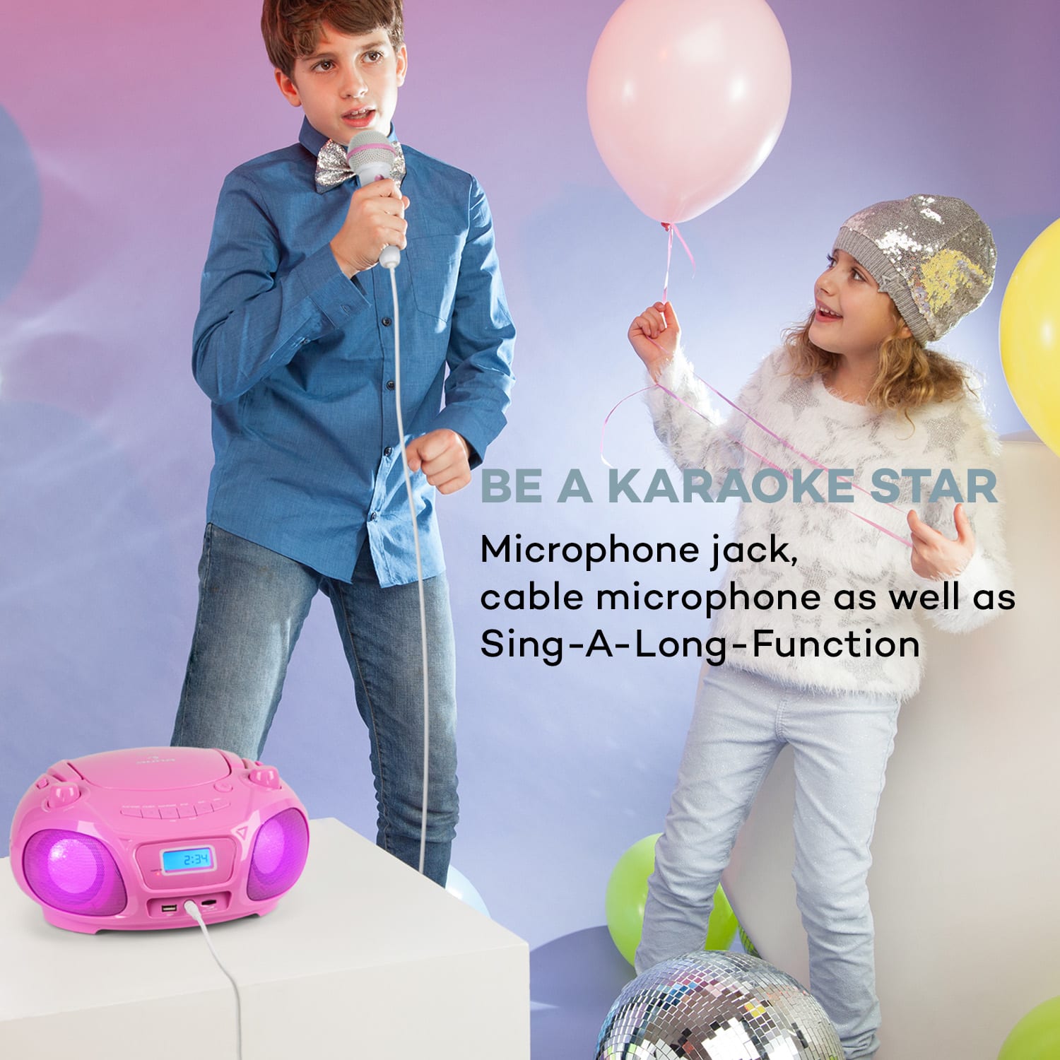 Auna Roadie Sing CD Boombox FM rádio Svetelná show CD prehrávač Mikrofón