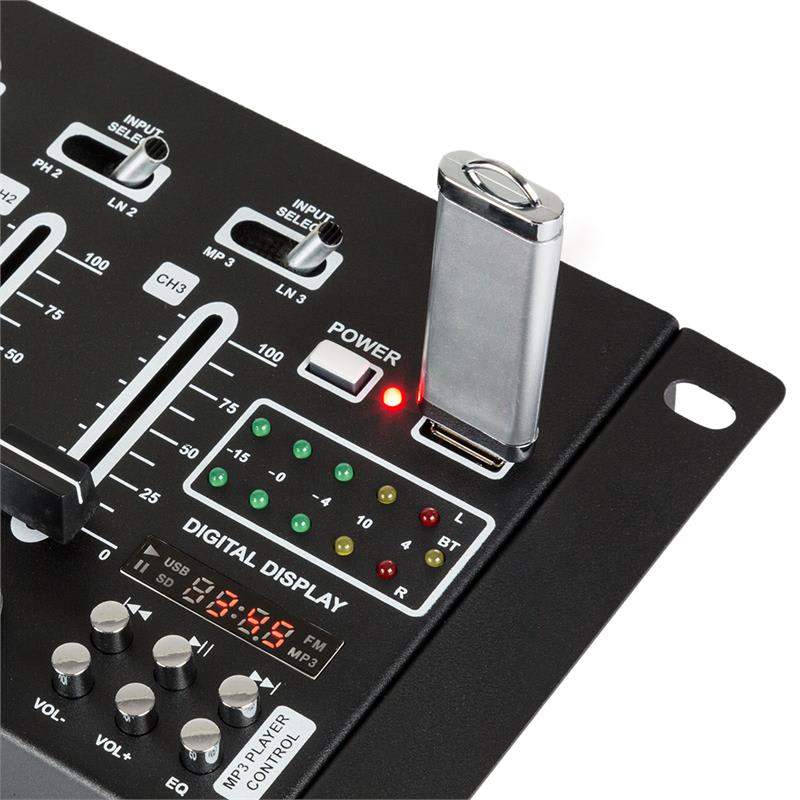 Auna Pro DJ-21 BT DJ-mixér mixážny pult, bluetooth, USB, čierna farba – Obrázok 3