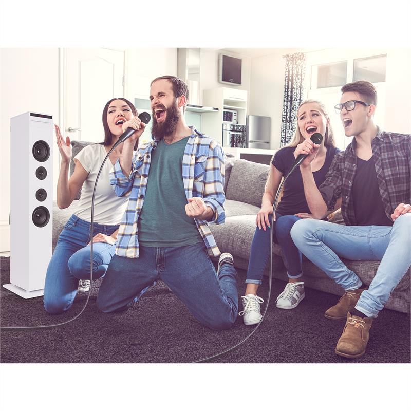 Auna Karaboom CD karaoke zariadenie, bluetooth, MP3, USB nabíjačka, mikrofón, diaľkové ovládanie, biela farba