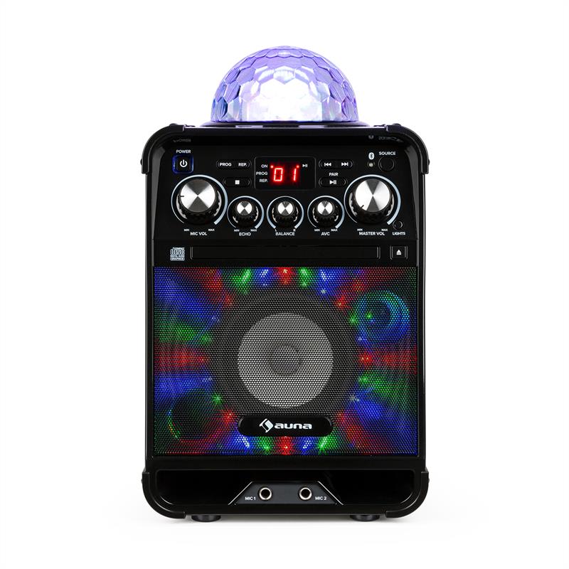 Auna Rockstar LED, karaoke systém, CD prehrávač, bluetooth, AUX, 2 x 6,3 mm, čierny – Obrázok 2