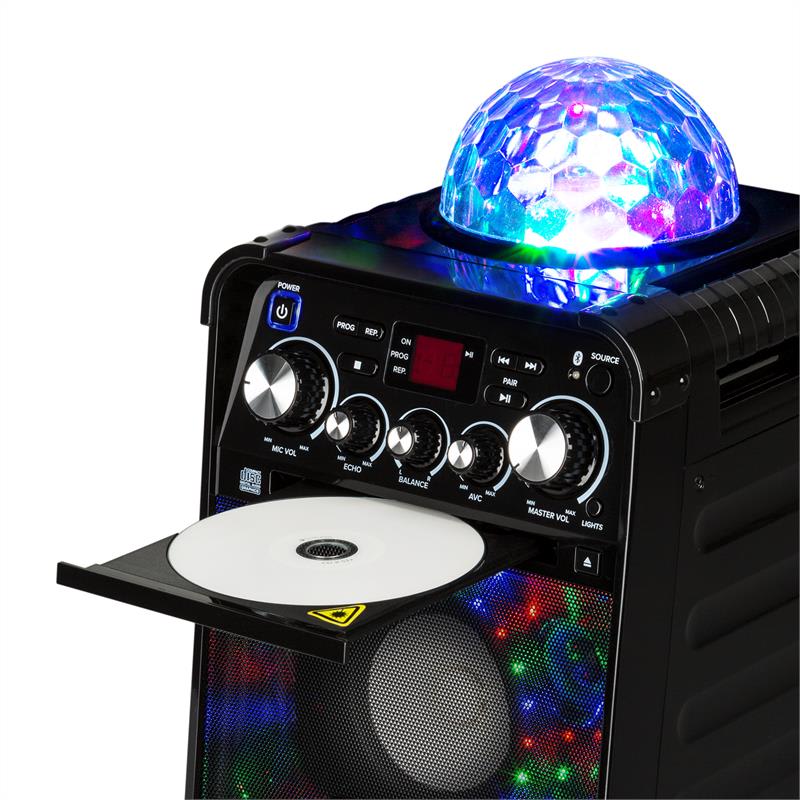 Auna Rockstar LED, karaoke systém, CD prehrávač, bluetooth, AUX, 2 x 6,3 mm, čierny – Obrázok 3