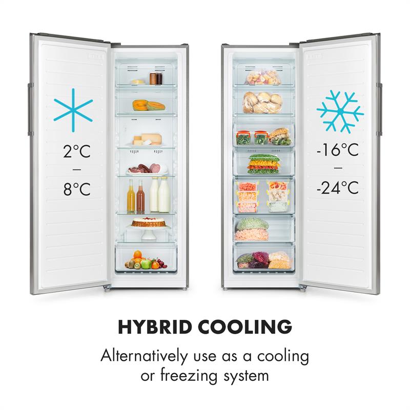 Klarstein Iceblokk Hybrid truhlicová mraznička, 227 litrov, 7 priehradok, vzhľad ušľachtilej ocele – Obrázok 4