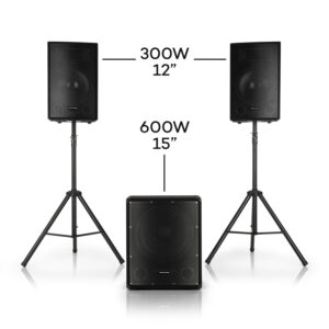 Auna Pro Cube 1512, 2.1 aktívna PA sada, 1200 W, 15" subwoofer, 2 x 12" reproduktor