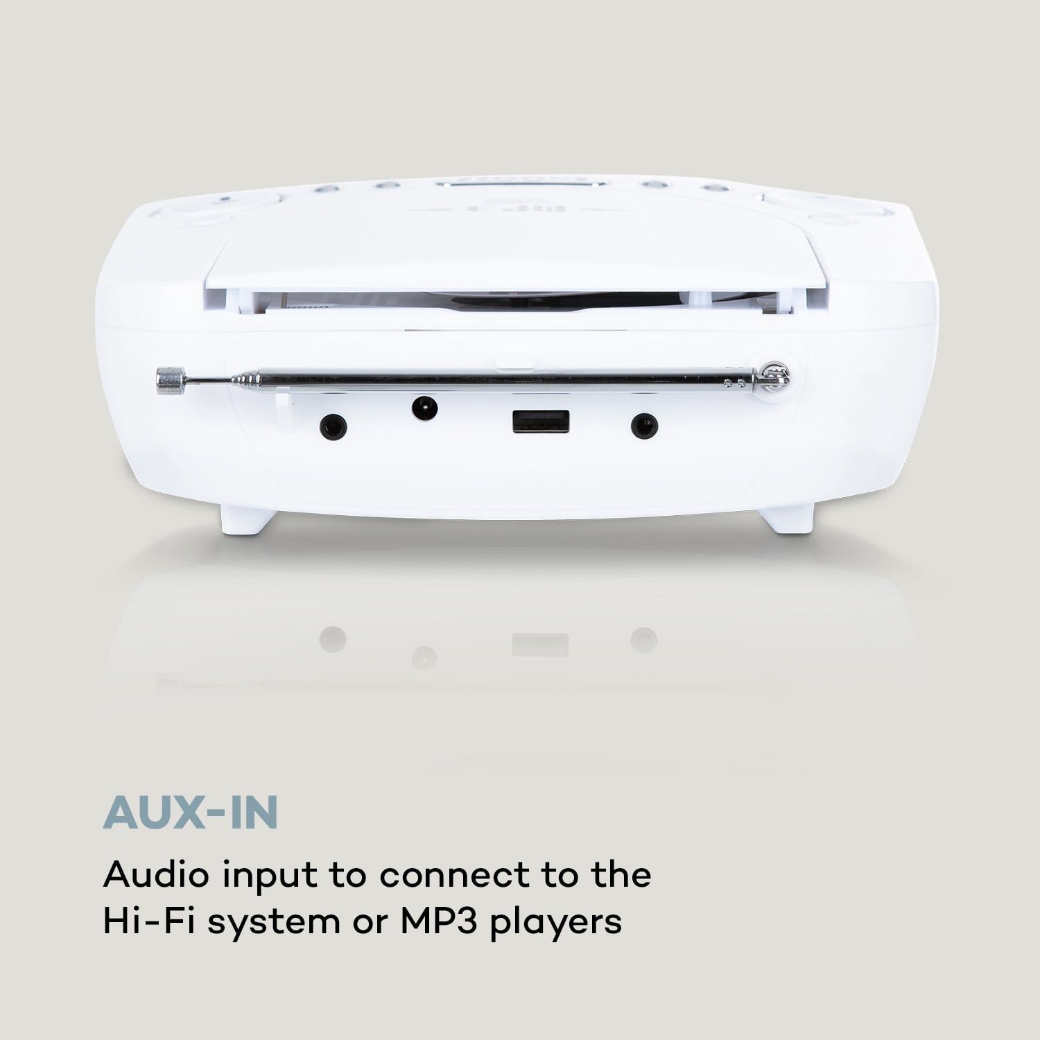 Auna Dreamee DAB+, rádiobudík, CD prehrávač, DAB+/FM, CD-R/RW/MP3, AUX, retro, biely – Obrázok 5