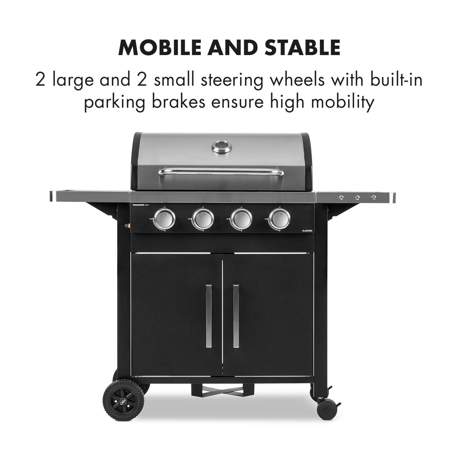 Klarstein Tomahawk 4.0 T, plynový gril, 4 x 3.2 kW horáky, 63 x 39 cm grilovacia plocha, ušľachtilá oceľ – Obrázok 3