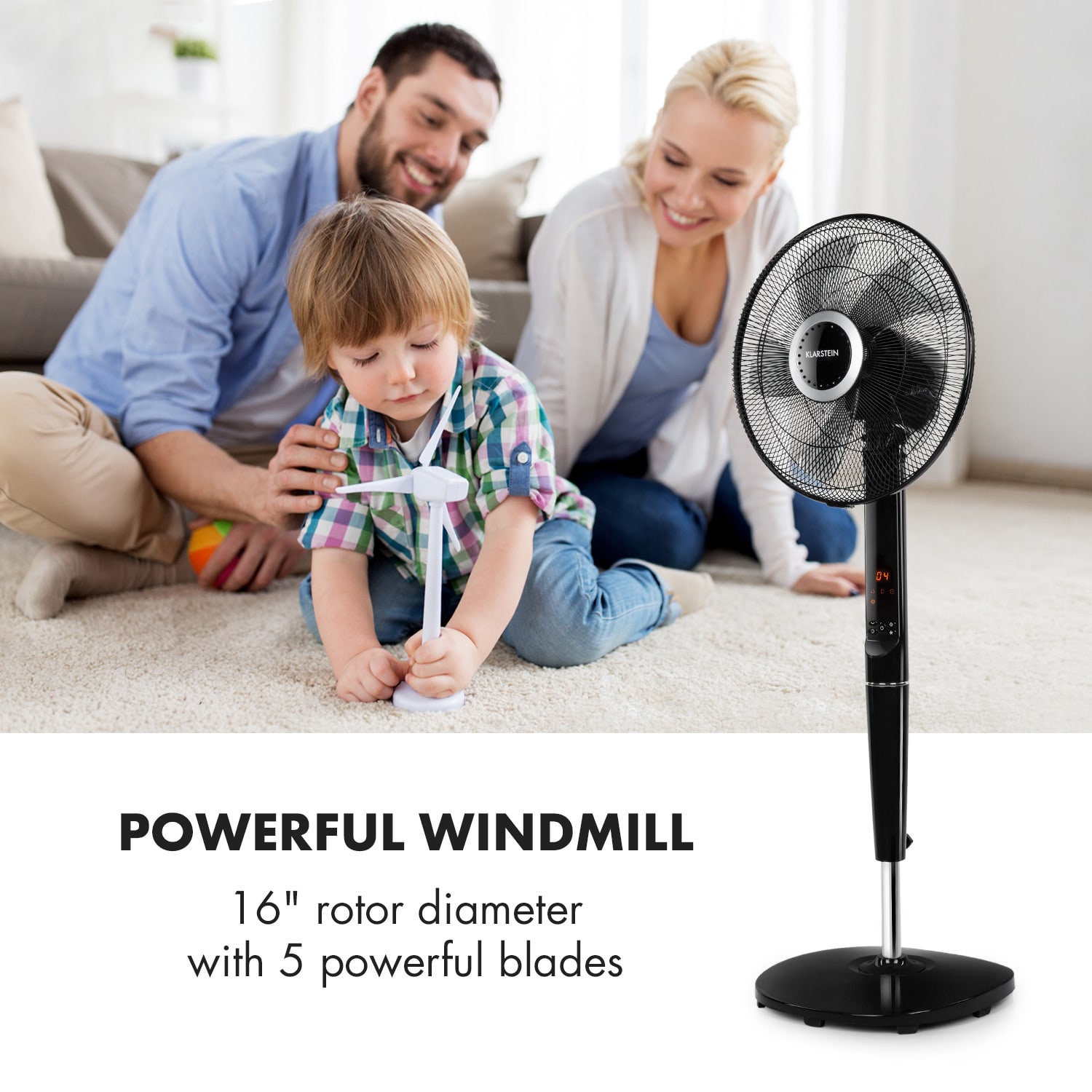 Klarstein Infinity Storm, stojanový ventilátor, 16" (40 cm), 55 W , 3 režimy, VarioFresh, čierny – Obrázok 3