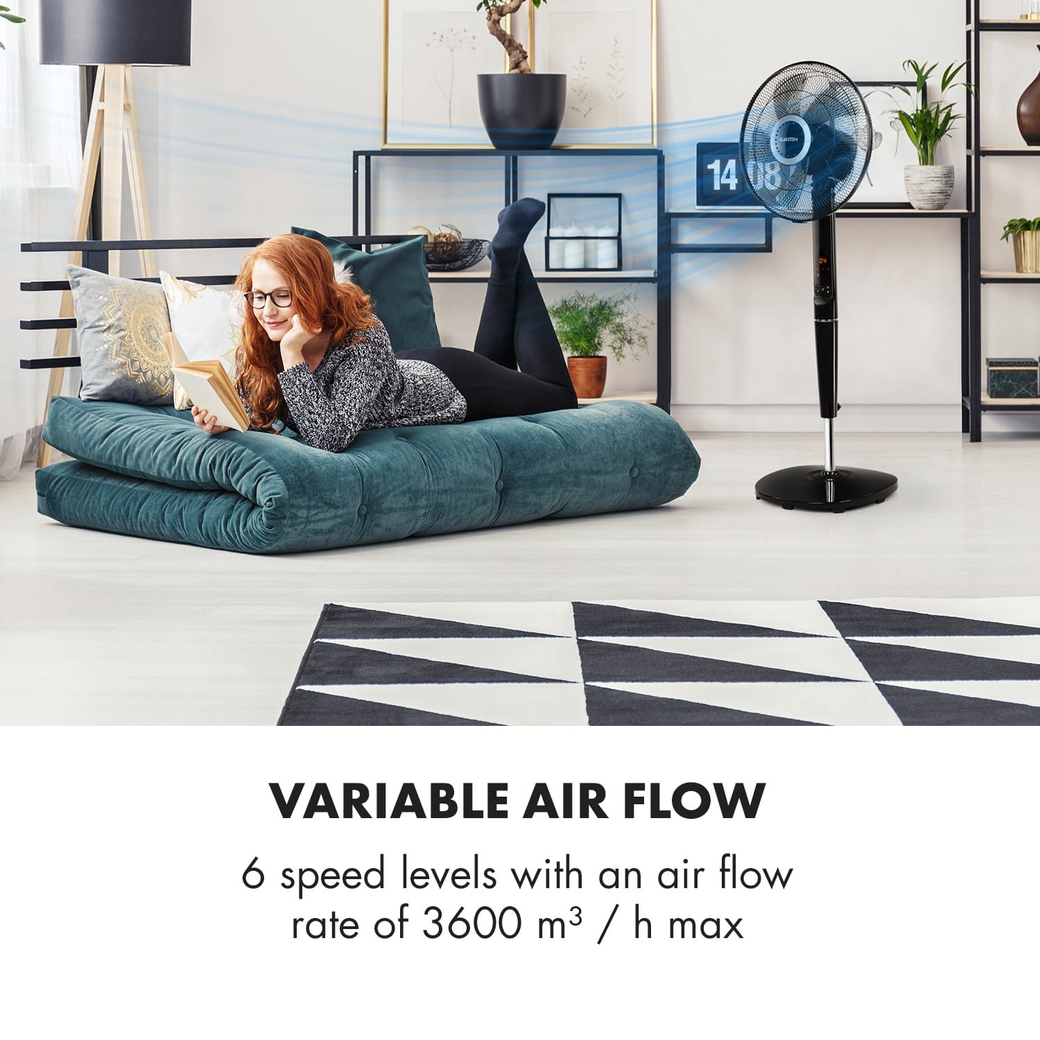 Klarstein Infinity Storm, stojanový ventilátor, 16" (40 cm), 55 W , 3 režimy, VarioFresh, čierny – Obrázok 5