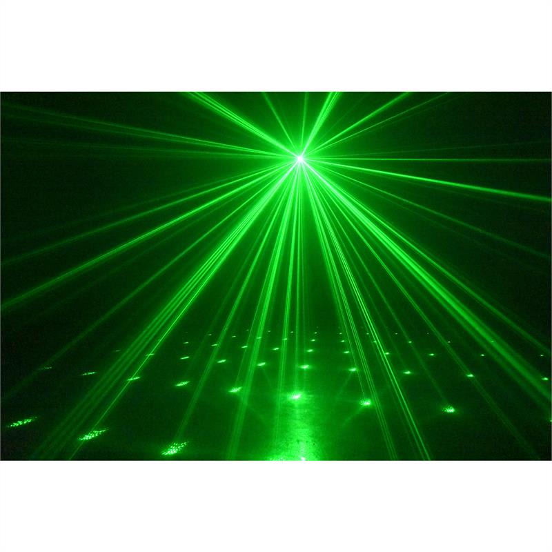 Beamz Radical 2, efekty 3v1, 4x 3W RGBW LEDky, laser červený/zelený, 4 DMX kanály – Obrázok 5