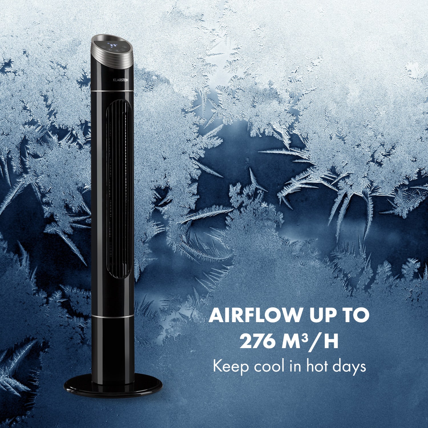 Klarstein Sky High, stĺpový ventilátor, 40 W, 276 m³/h, 75° oscilácia, 3 režimy, čierny – Obrázok 2